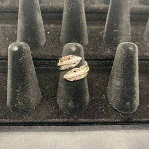 Melinda Maria Silver Feather Ring with Crystals